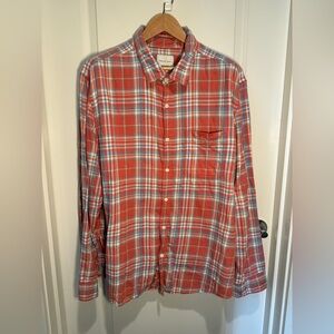 AMERICAN EAGLE OUTFITTERS - Orange Plaid Long Sleeve Button Down